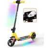 ELSCOOT Trottinette électrique Enfants Avec Amortisseurs- Néons colorés  - 130W - Pliable Scooter - écran LCD - aux 6-12 ans - Jaune