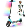 Trottinette électrique pour Enfants Et Adolescents 6-14 Ans - EROLLERRUN - Néons colorés  - 130W - Pliable - écran LCD - Bleu Ciel