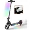 ELSCOOT Trottinette électrique Enfants Avec Amortisseurs- Néons colorés  - 130W - Pliable Scooter - écran LCD - aux 6-12 ans - Noir