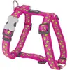 Harnais réglable pour chien Red Dingo - Rose étoiles vert - 45 à 69 cm - 20 mm