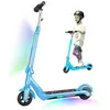 EROLLERRUN Trotinette électrique Enfant 8 à 15 Ans, Bleu Trottinette Electrique Enfant Pliable 6,5 Pouces, Lumières Arc-en-Ciel Colorées