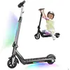 EROLLERRUN Trottinette Electrique Enfants 6-14 Ans, Lumières Arc-en-Ciel Colorées, Pliable, Autonomie de 7 Km- Noir