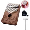 Kalimba Pouce Piano 17 Touches en acajou inclus sac marteau et livret de musique pour debutants enfants-marron