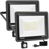 100W Projecteur LED Exterieur Detecteur de Mouvement 2 Pièce, IP66 Éta...