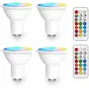 CHOYCLIT Ampoule Led GU10 rgb Spot Culot led Changementde Couleur, Ampoules Led rgbw Dimmable Blanc chaud (2700K) Spots led - Télécommande infrarouge incluse