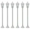 VIDAXL Lot de 6 Lampe de jardin à piquet Lumière extérieur Lampe De Jardin E27 110 cm Aluminium Blanc 46901