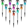 Lampe de pelouse solaire en acier inoxydable - Coloré 10
