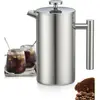 ZEMINPEOEL Cafetière à Piston en Acier Inoxydable 1L, Presse française avec Triple Filtres, French Press avec Fonction de Maintien au Chaud