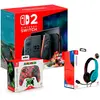 Nintendo Switch 2 + Mario Kart World + Manette Glow Super Icon + Casqu...