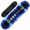 Skateboard HUOLE - Motif de feu bleu - 4 roues lumineuses - Amortisseu...