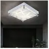 ESTO Plafonnier plafonnier motif salon éclairage argent dans un design carré, métal acrylique, 1x led 1x 12 watt 1200 lm blanc neutre, LxPxH 25x25x7,5 cm