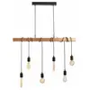 EGLO Lustre TOWNSHEND, suspension vintage à 6 flammes au design industriel, lampe suspendue rétro en acier et en bois, couleur : noir, marron, douille : E27