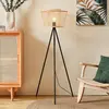 EGLO Hykeham Vloerlamp - Staande lamp - E27 - 129,5 cm - Driepoot - Staal|Bamboe - Zwart|Bruin