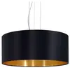 EGLO Suspension en textile MASERLO 3 ampoules nickel satiné Diamètre 53 Cm abat jour noir