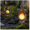 Globo - Lampe solaire lune marron/noir lumière extérieure sculpture so...