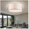 GLOBO LIGHTING Plafonnier led gris rond Plafonnier tissu satiné lampe textile salon, abat-jour tissu métal, 3x E14 led blanc chaud, DxH 17,5x40 cm