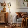 NOWA Lampadaire de salon lampe lampadaire bois marron corde de chanvre E27 H 150 cm