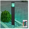 Globo Lampadaire éclairage extérieur borne lumineuse fumée Lampadaire de jardin extérieur, télécommande dimmable, acier inoxydable, 1x led rgb 8.5W 806Lm,
