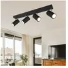 Globo Spot de plafond Plafonnier Spot 4 flammes noir Plafonnier salon moderne, spot orientable, métal, 4x GU10, LxPxH 56x6x12