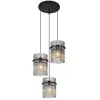 Globo Suspension, suspension, lampe de salle à manger, lampe de salon, plafonnier, tiges de verre en métal, couleur fumée noire, 3 ampoules E27, h 140 cm
