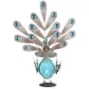 Globo Paon solaire lumière décorative lampe solaire paon lumière extérieure figure animale solaire, pierres décoratives en métal, IP44, led 0,06W, LxlxH