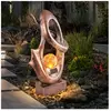 Globo Lampe d'extérieur lampe solaire jardin patio bronze, effet flamme led verre craquelé résistant aux intempéries, 1x led 3000K, LxlxH 25,5x11x45 cm