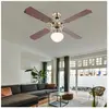 Globo Ventilateur de plafond avec éclairage Eté Hiver Ventilateur de plafond pour plafonds, pales réversibles, couleur chêne avec interrupteur à tirette et