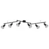 Globo Plafonnier spot plafond rétro 6 flammes barre spot métal noir, spots orientables, grillage métal noir, 6x douilles E14, LxH 120 x 22 cm