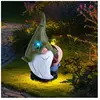 Globo - Nain de jardin gnome avec oiseau lumière solaire lampe solaire...