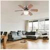 Globo Ventilateur de plafond avec éclairage, plafonnier, ventilateur de salon, avant/retour 3 niveaux, pales remplaçables hêtre graphite, 1x E27, DxH 76x28