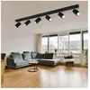 Globo Plafonnier Spot bar Plafonnier 6 flammes Plafonnier salon, plafonnier à spots orientables, métal noir, 6x GU10, LxlxH 115x6x12 cm