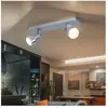 Globo Plafonnier spot 2 lampes, plafonnier orientable 2 spots chrome, 2x led 3,2W 240Lm blanc chaud, LxPxH 34x7x14 cm