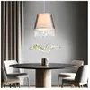 Suspension cristal pendule plafonnier chambre éclairage textile noir G...