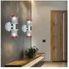GLOBO LIGHTING Applique murale applique de couloir lampe de salle de bain lampe de chambre lampe de salon, haut et bas 2 ampoules, verre argent orange, 2x douilles
