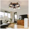 Globo - Ventilateur de plafond avec télécommande plafonnier ventilateur en bois lampe ventilateur rétro verre fumé, verre métal, 5x E27, DxH 55x21,5