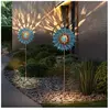 GLOBO LIGHTING Décoration de jardin Moulin à vent LED Lampe solaire de terrasse Lampe extérieure Piquet de terre, métal doré bleu antique, verre brisé, blanc chaud,