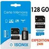 ISONIX Cartes Mémoire Micro sd 128 GO micro SDXC/SDHC Classe 10 UHS-I TF Blue