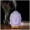 Bois de couleur bois  Humidificateur d'Air Tête de Bouddha, Diffuseur d'Huile Essentielle et d'Arôme, Veilleu
