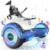 MEGA MOTION Pack Hoverboard Bleu et Kart Noir, Hoverboard à 2 roues Lumières LED de 6,5" avec Haut-parleur Bluetooth