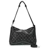 Sac porté épaule noir zippé avec des oeillets et des clous décoratifs
