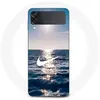 Coque Samsung Galaxy Z Flip3 nike logo blanc mer solei