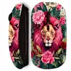 Souris noir sans fil Maniacase, Tête de lion avec fleurs et feuilles
