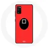 Coque pour Samsung Galaxy S20 Squid Game masque carré fond rouge Mania...