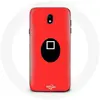 Coque pour Samsung Galaxy J5 2017 Squid Game masque carré fond rouge M...