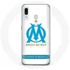 Coque pour Samsung Galaxy A40 Olympique de Marseille Logo Fond Blanc M...