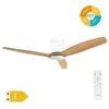 EDM Ventilateur de plafond intelligent Kasama avec lumière led dimmable et télécommande (40W 3CCT 1534lm) effet blanc et bois