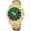 Festina Montre dore en fond vert pour hommes - Chronographe - Etanche 100m - D. boitier 45mm
