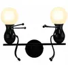 WOTTES Applique Murale Chambre Créatif en Métal Lampe de Murale E27 pour Bar Café Restaurant Noir