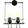 WOTTES Applique Murale Industrielle Créatif Lampe en Métal E27 pour Bar Café Restaurant Chambre l'enfants Noir