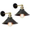 WOTTES Lot de 2 Applique Murale Industriel Lampe en Métal E27 Plafonnier Réglable pour Salon Cuisine Couloir Bar Noir